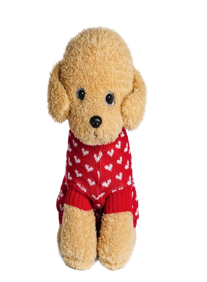 Dxhycc Dog Knitted Sweater Dog Heart Sweater Puppy Sweater Warm Soft Pet Holiday Clothes for Medium Cats and Dogs (Red, M) - Image 5